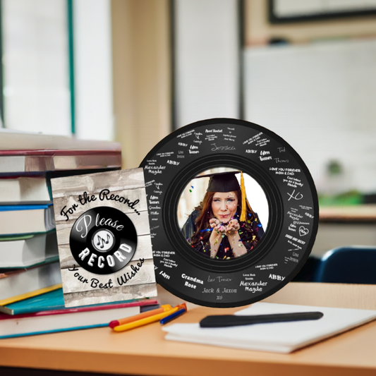 Vinyl Record DIY Graduation Party Guest Book – Custom Gift🎓