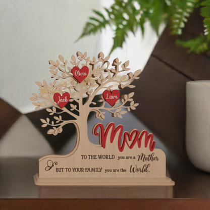 Custom Family Tree Stand with Names & Hearts | Personalized Gift for Mom