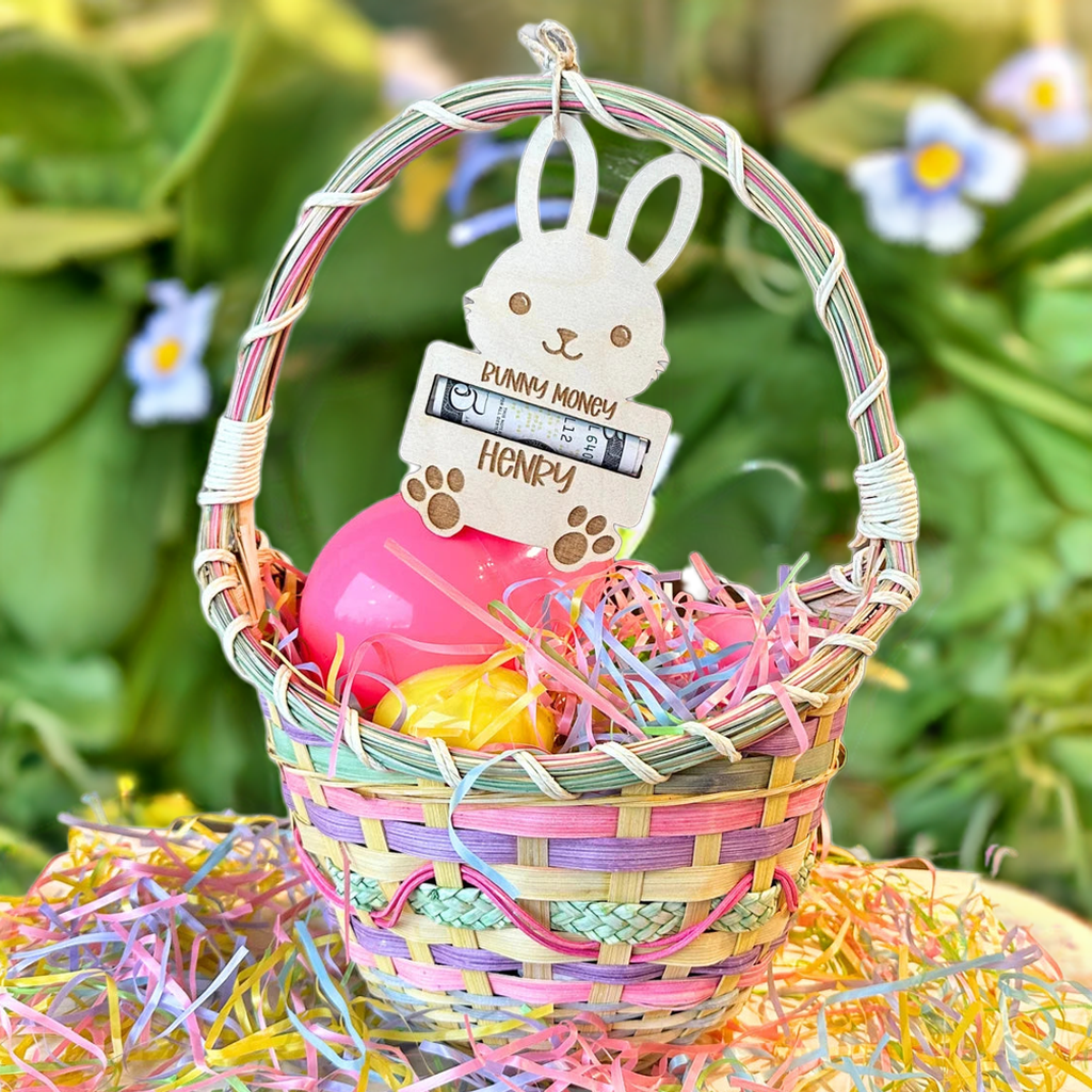 Personalized Easter Bunny Money Holder| Easter Basket Stuffer| Easter Basket Tag