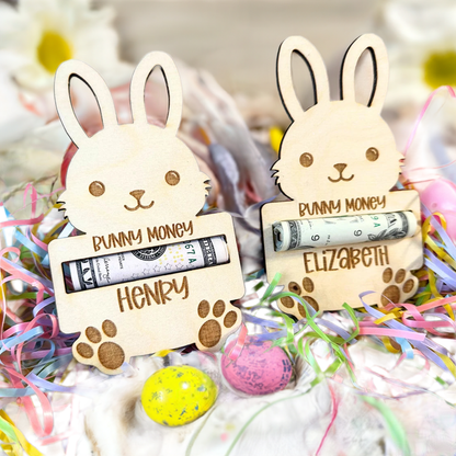 Personalized Easter Bunny Money Holder| Easter Basket Stuffer| Easter Basket Tag