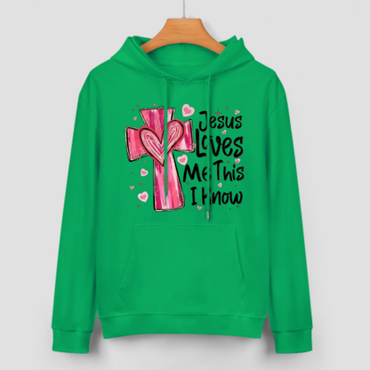 Sweat à capuche unisexe Jesus Loves Me - Cadeau de Saint-Valentin