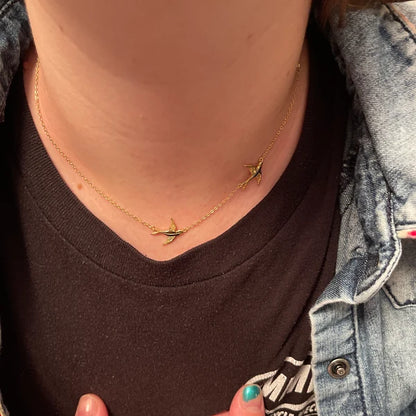 Personalized Bird Necklace with Birthstone Gift for Her