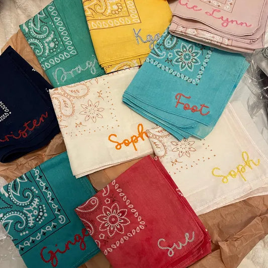 Custom Embroidered Bandana – Wedding Favor or Bridesmaid Gift
