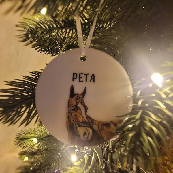Personalized Horse  Ceramic Ornament 2025 | Custom Watercolor Photo Gift