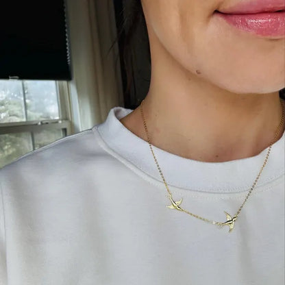 Personalized Bird Necklace with Birthstone Gift for Her