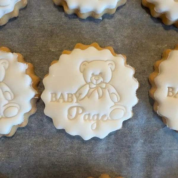 Personalized Baby Name Teddy Bear Fondant Stamp | Custom Cookie Stamp