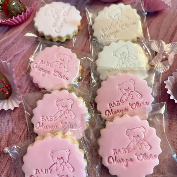 Personalized Baby Name Teddy Bear Fondant Stamp | Custom Cookie Stamp
