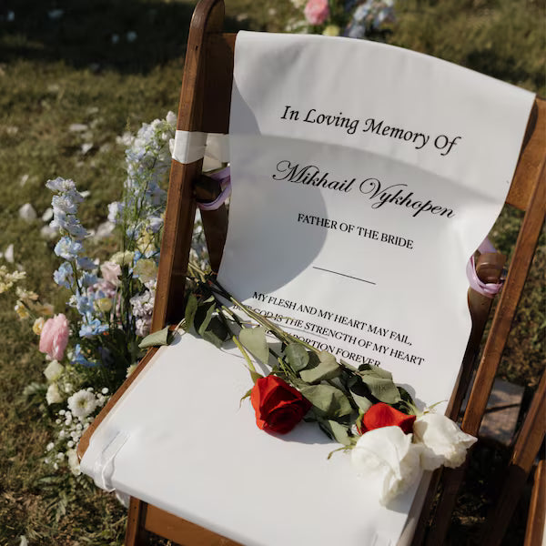 Memorial Wedding Chair Sign – In Loving Memory Personalized Banner