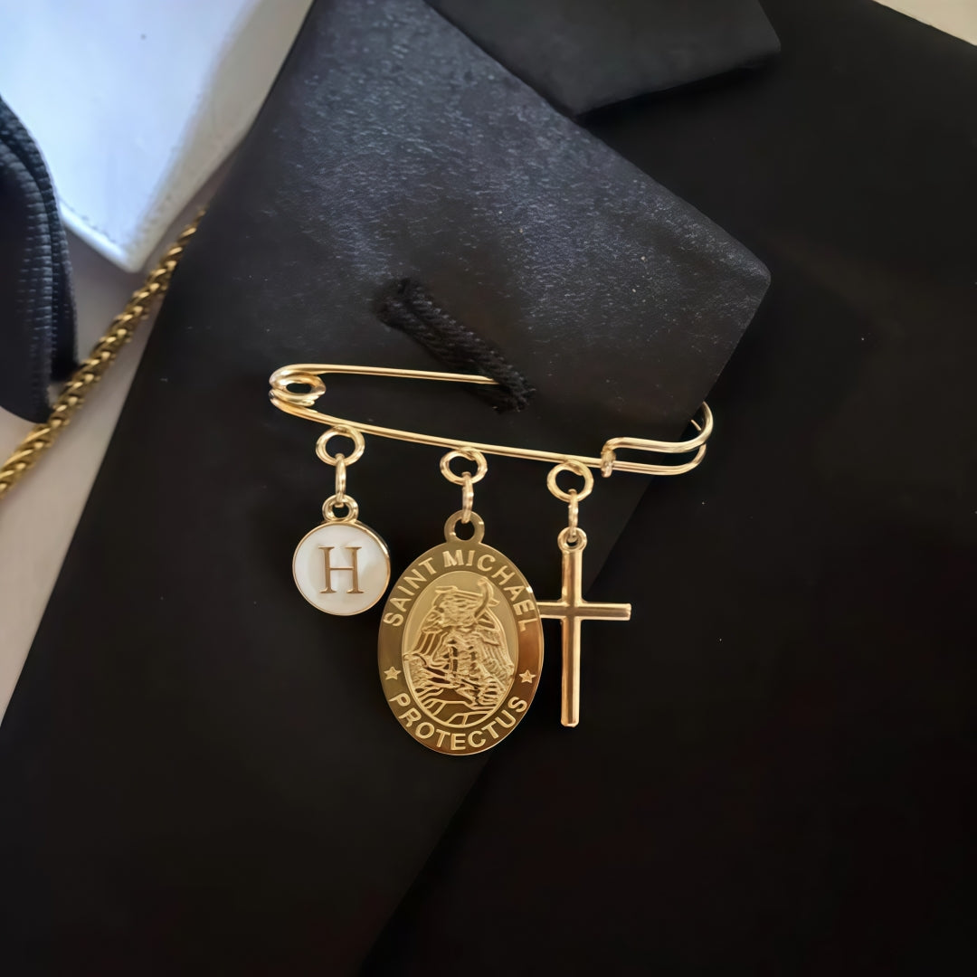 Personalized Saint Keepsake Pin | Catholic Faith Gift Jewelry