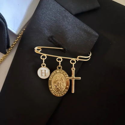 Personalized Saint Keepsake Pin | Catholic Faith Gift Jewelry