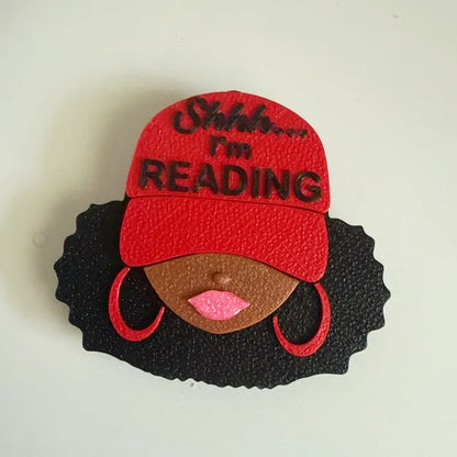 Personalized Name Black Girl Kindle Grip, Custom Color Telescopic E-Reader Holder