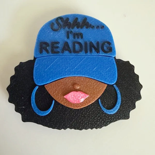 Personalized Name Black Girl Kindle Grip, Custom Color Telescopic E-Reader Holder