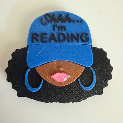 Personalized Name Black Girl Kindle Grip, Custom Color Telescopic E-Reader Holder
