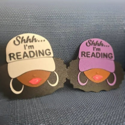 Personalized Name Black Girl Kindle Grip, Custom Color Telescopic E-Reader Holder