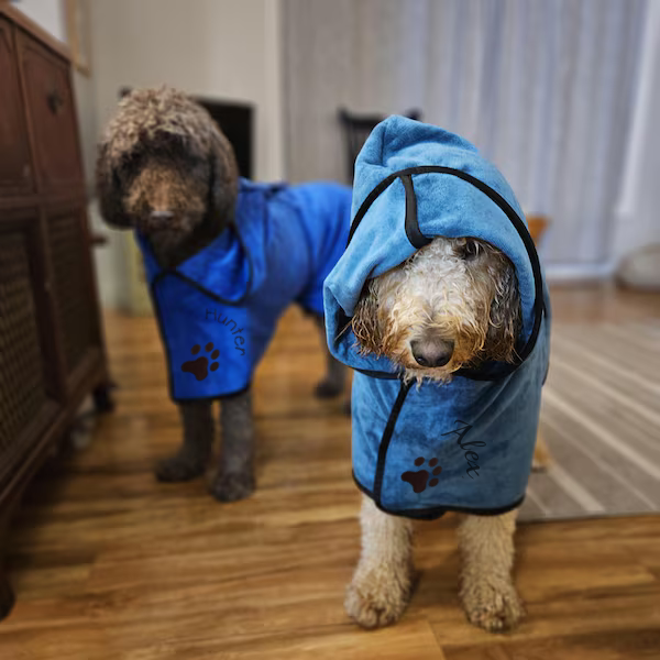 Personalized Dog Robe | Embroidered Pet Bathrobe & Towel Gift