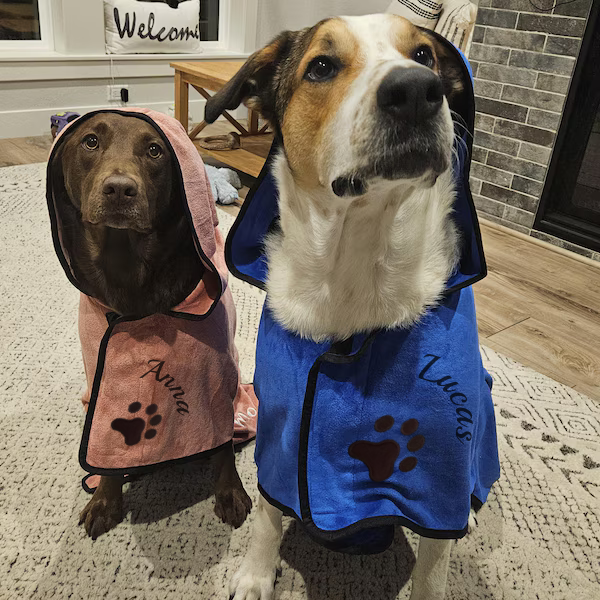 Personalized Dog Robe | Embroidered Pet Bathrobe & Towel Gift