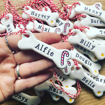 Personalized Name Bone Christmas Ornament | Pet Name Gift