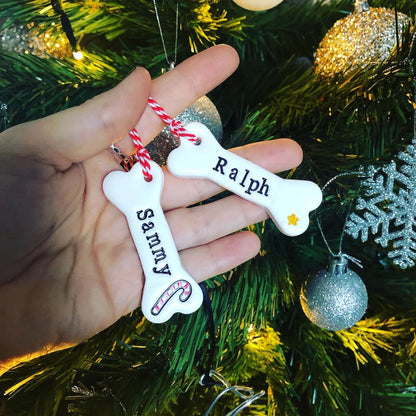 Personalized Name Bone Christmas Ornament | Pet Name Gift