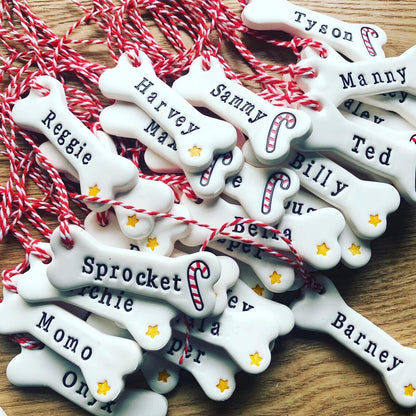 Personalized Name Bone Christmas Ornament | Pet Name Gift