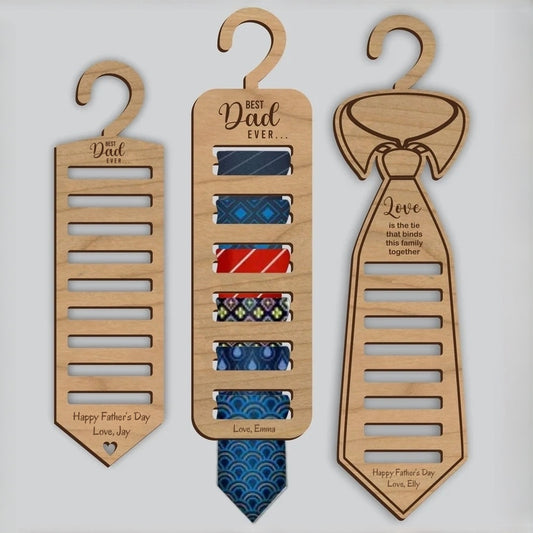 Custom Wood Tie Hanger – Personalized Closet Organizer Gift for Men