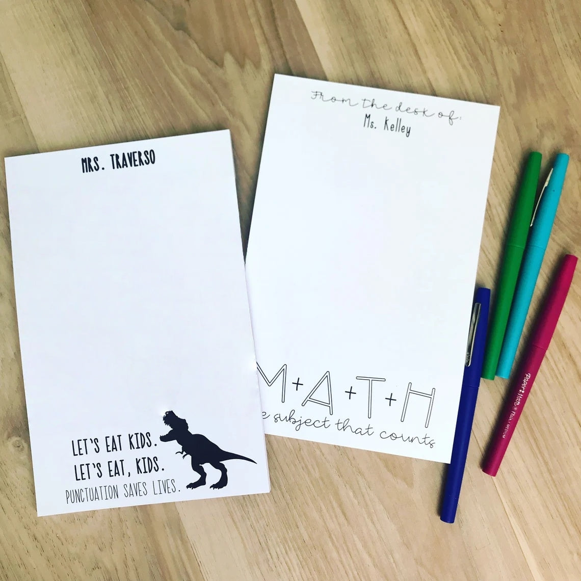Personalized Teacher Dino Notepad - Funny Grammar Gift