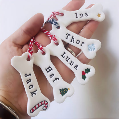 Personalized Name Bone Christmas Ornament | Pet Name Gift