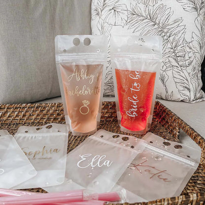 Personalized Bridesmaid Drink Pouches | Bachelorette Party Favors