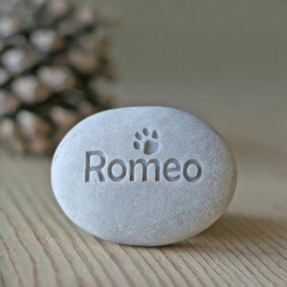 Personalized Pet Memorial Stone | Custom Dog Cat Loss Gift | Mini Engraved Memorial Pebble Keepsake