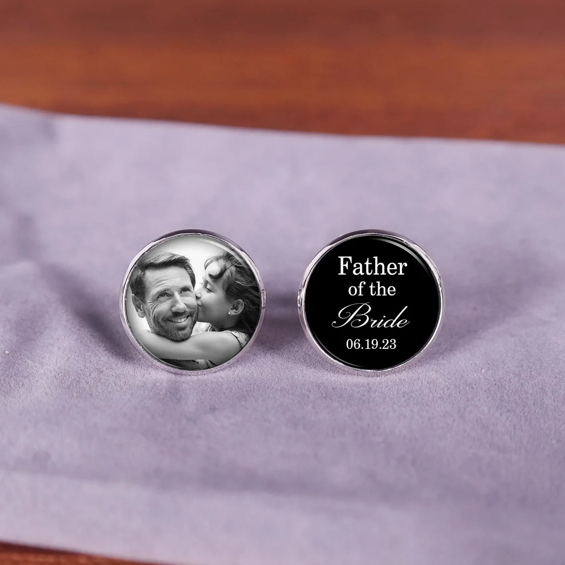 Personalized Father of the Bride Photo Cufflinks Wedding Gift