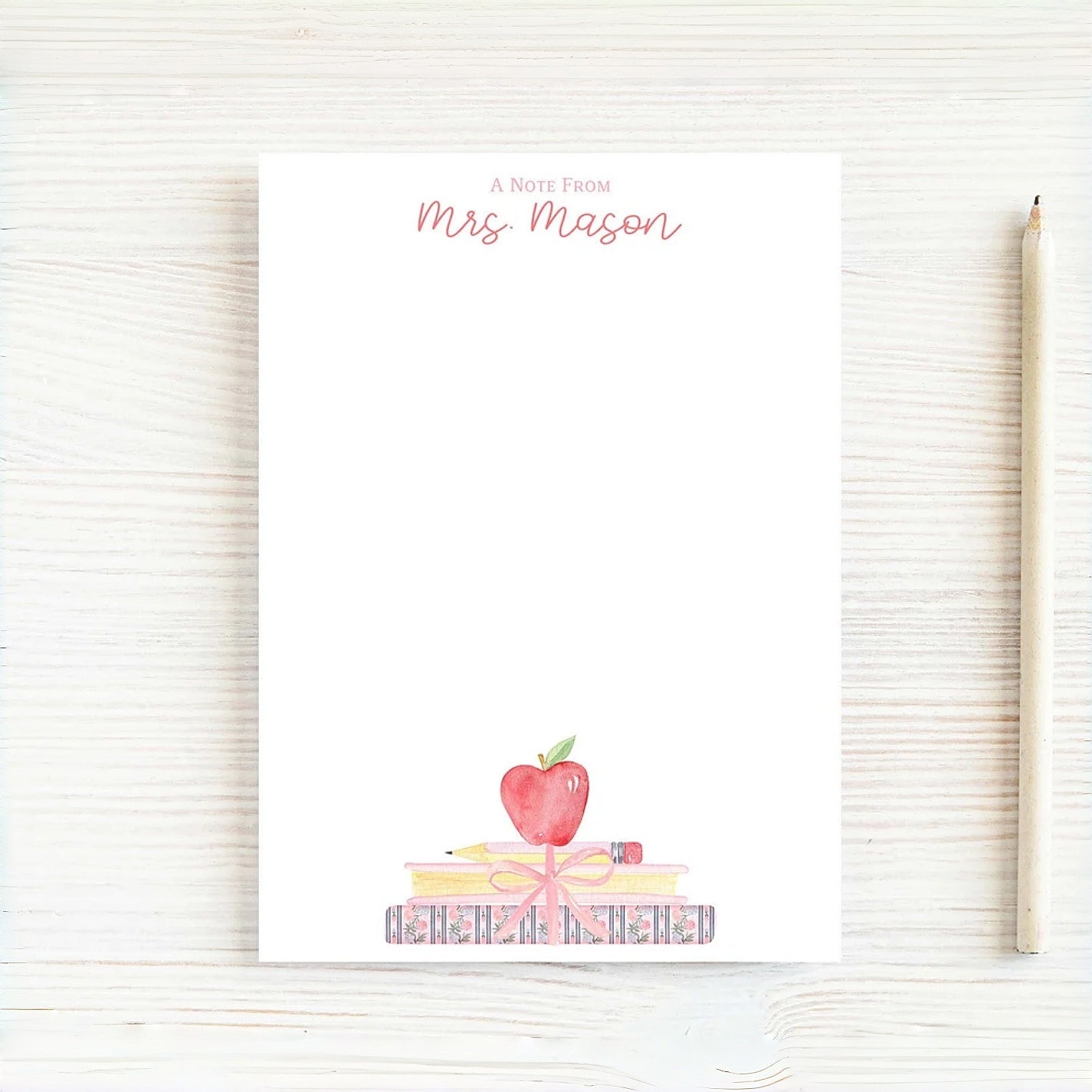 Personalized Teacher Notepad – Custom Name School Writing Pad