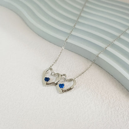 Personalized Birthstone Family Name Jewelry | Custom Heart Necklace or Bangle