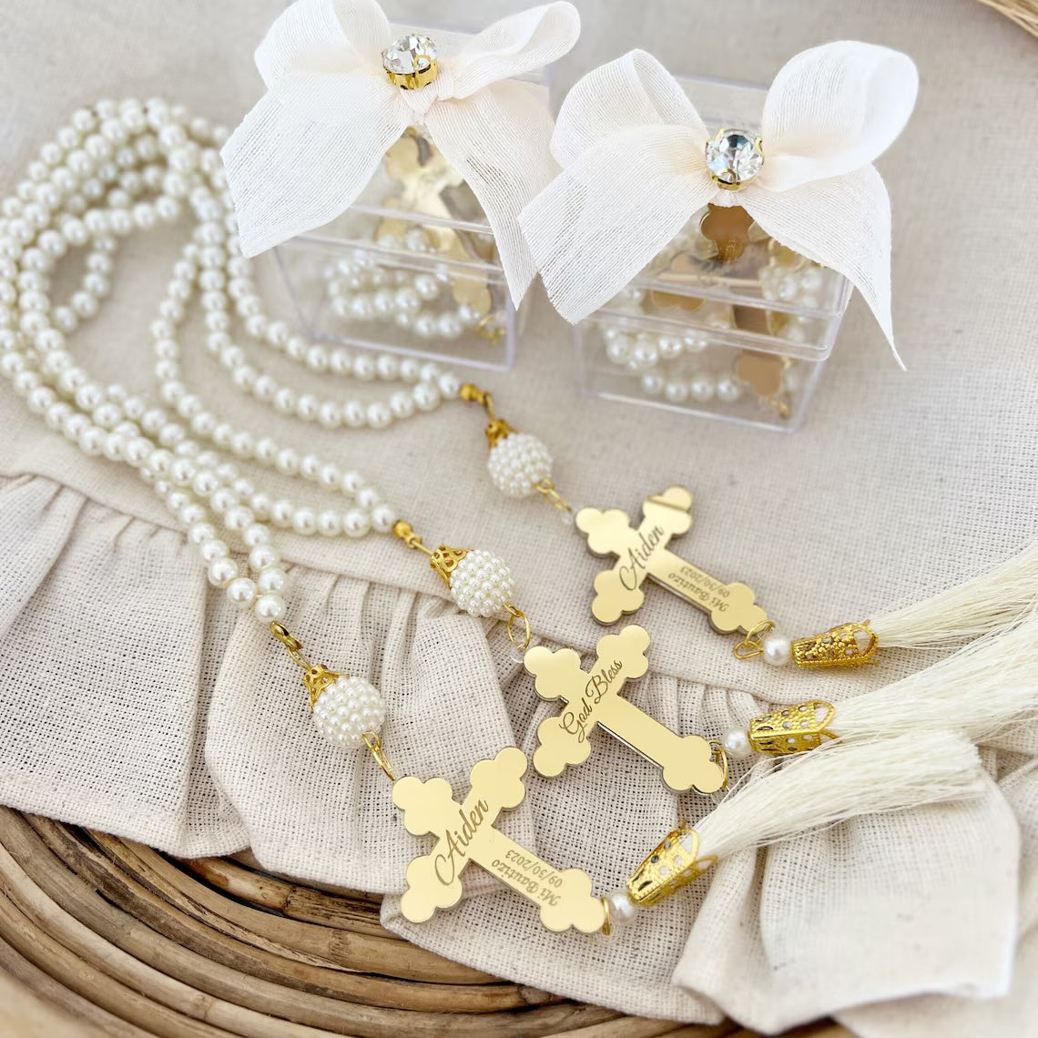 Custom Baptism Rosary Favors – Personalized Party Gift