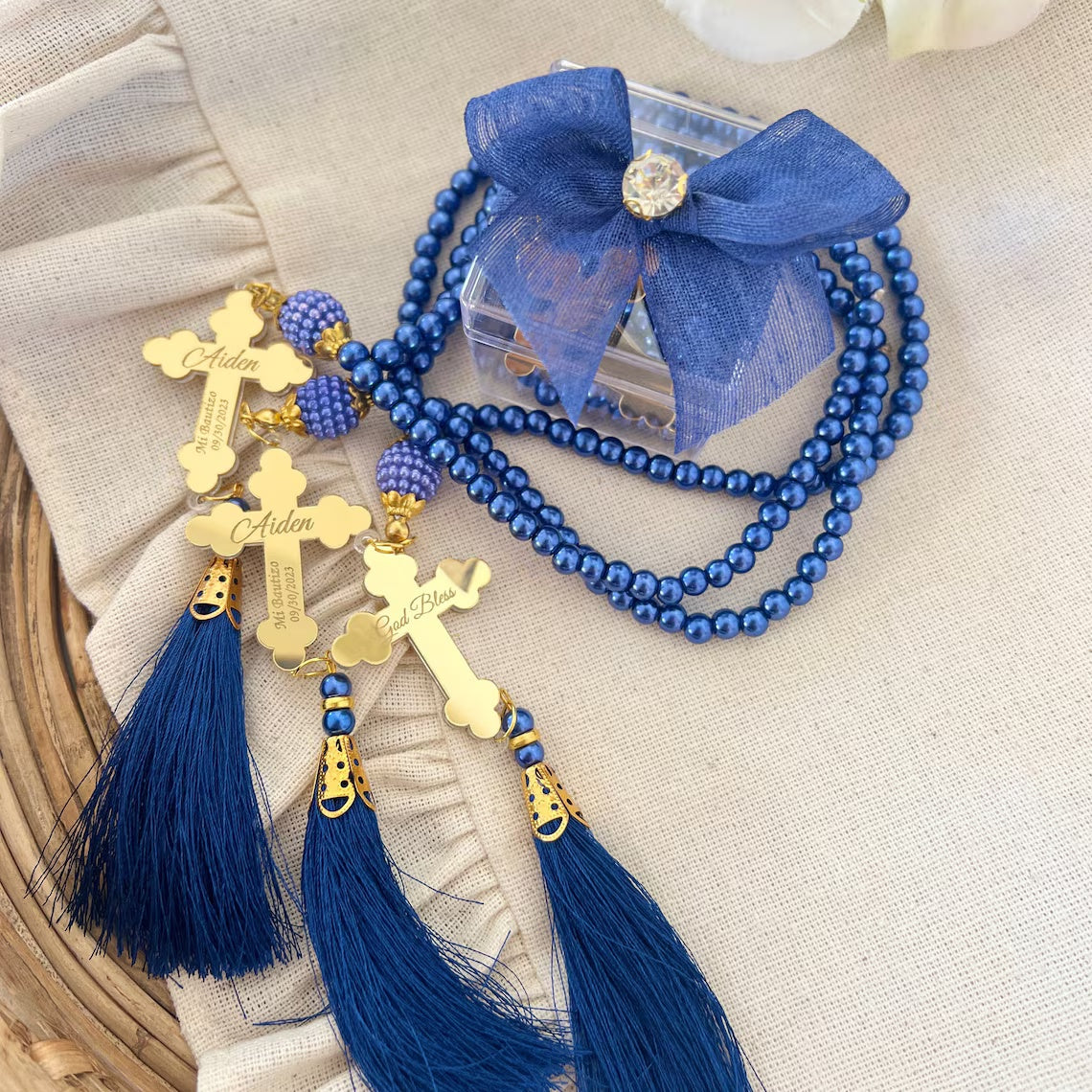 Custom Baptism Rosary Favors – Personalized Party Gift