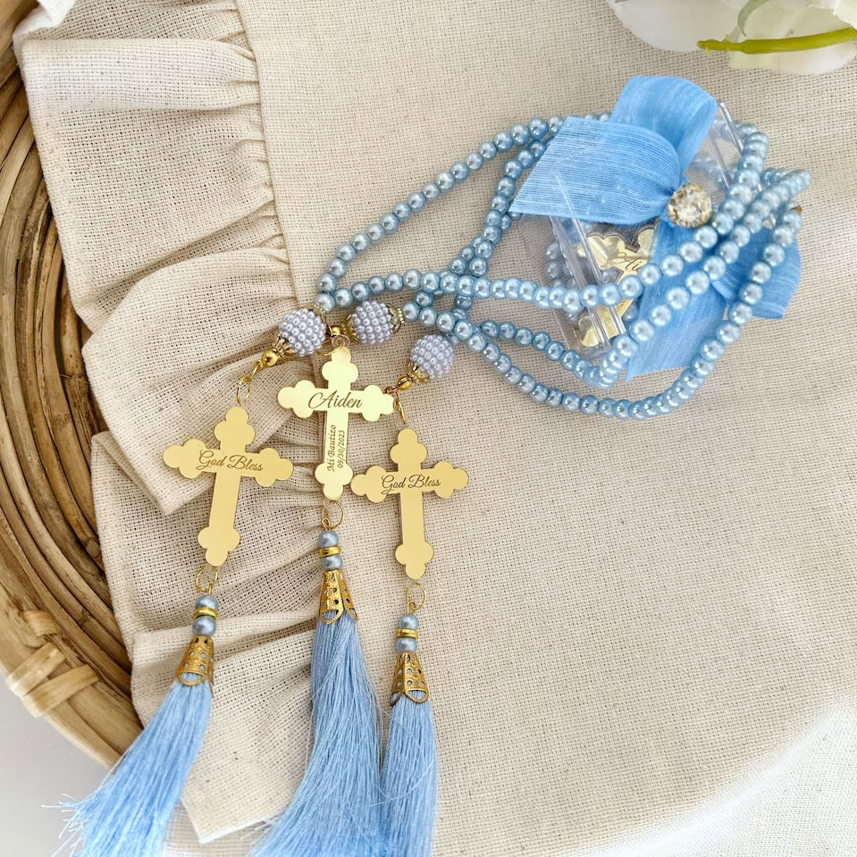 Custom Baptism Rosary Favors – Personalized Party Gift