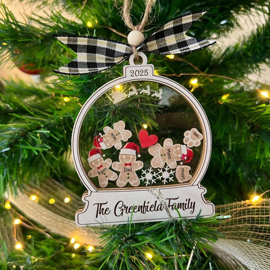 Personalized Gingerbread Man Family Christmas Ornament 2025 – Custom 4D Shaker Ornament Gift