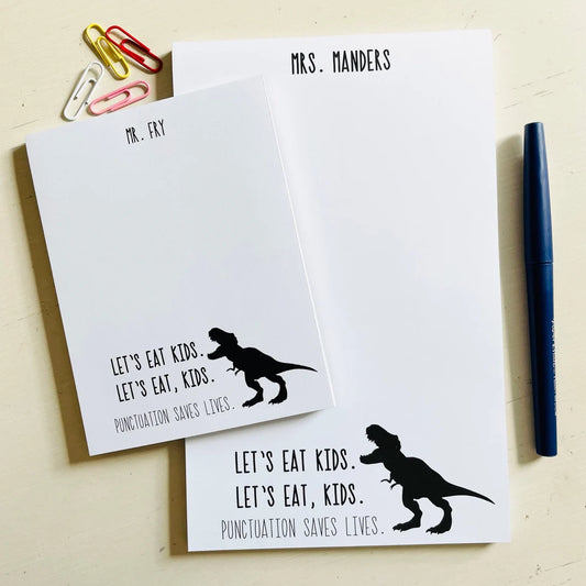 Personalized Teacher Dino Notepad - Funny Grammar Gift