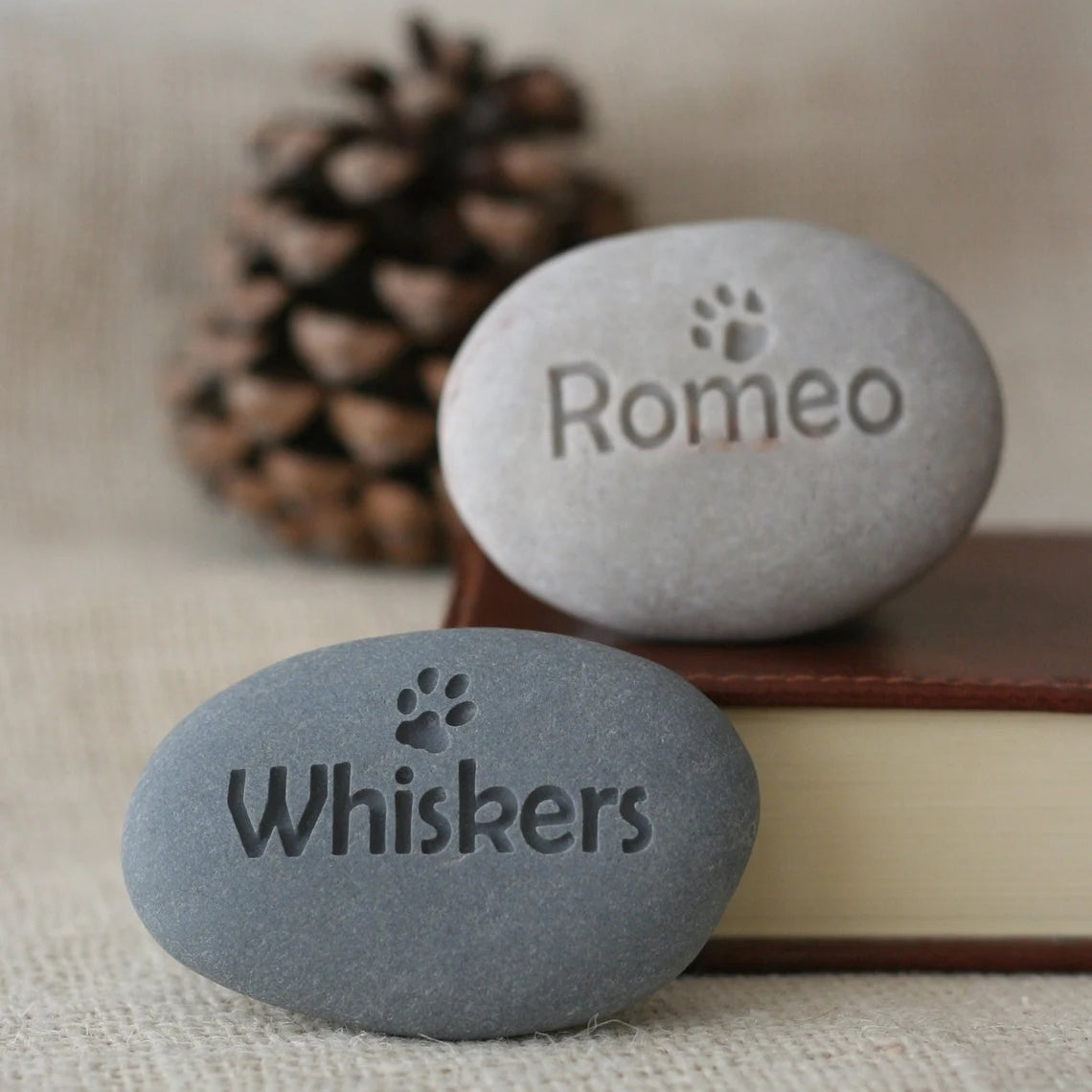 Personalized Pet Memorial Stone | Custom Dog Cat Loss Gift | Mini Engraved Memorial Pebble Keepsake