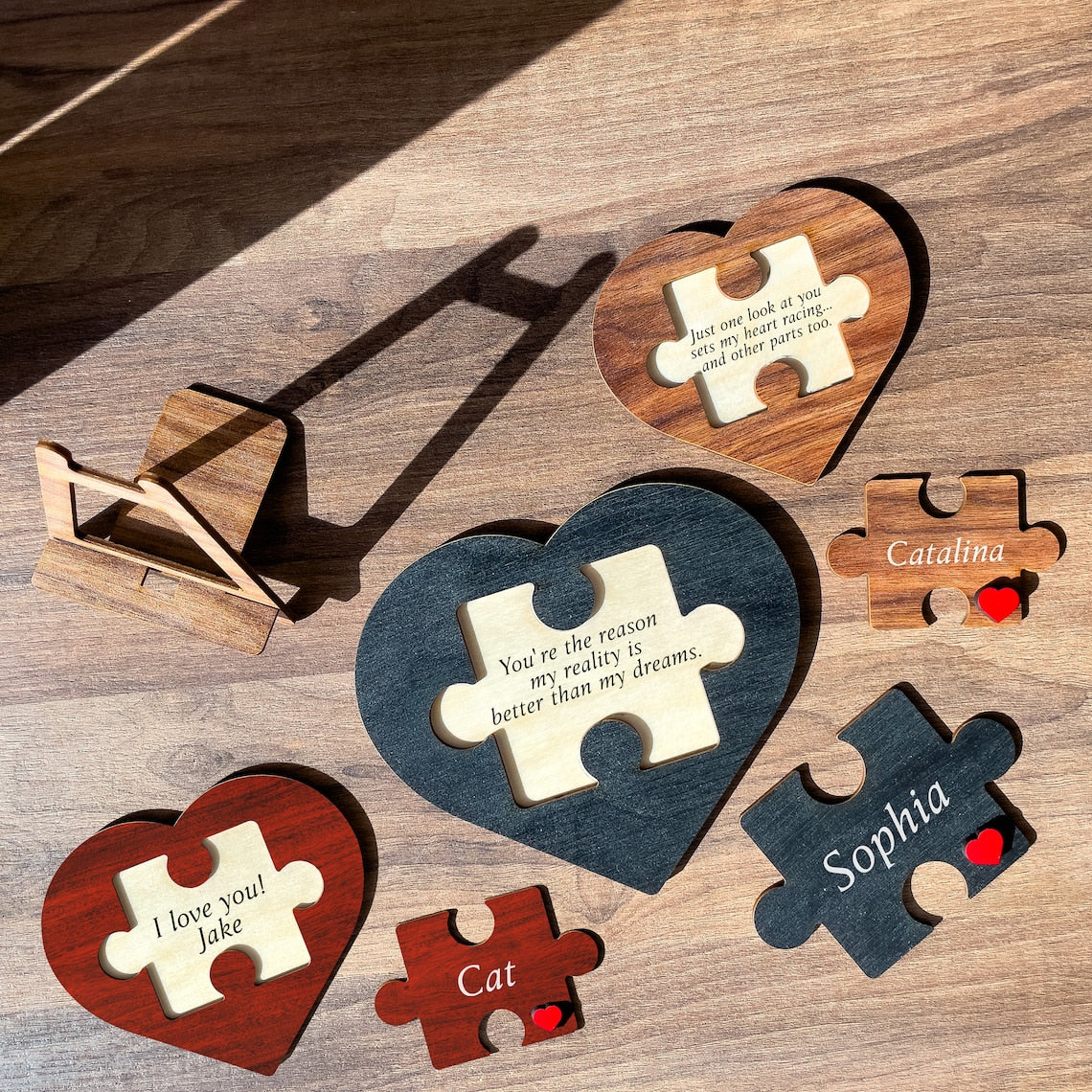 Personalized Puzzle Heart Sign – Couples Valentine Home Decor Gift
