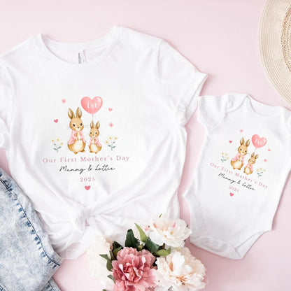 Our First Mother's Day Sleepsuit Personalized Vest for New Mum Bunny