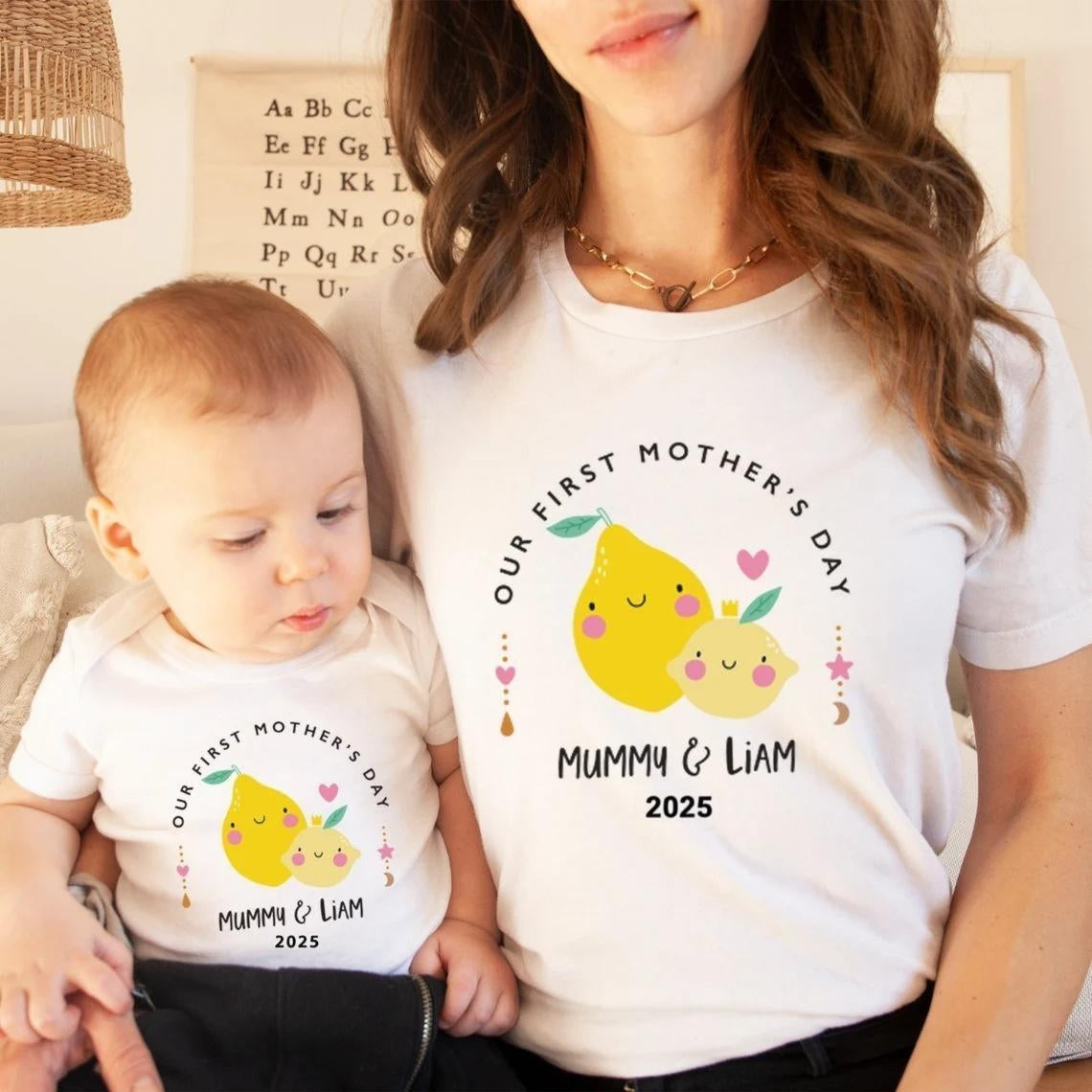 Personalized Our First Mother’s Day T-Shirt & Baby Bodysuit – Mama & Me Gift