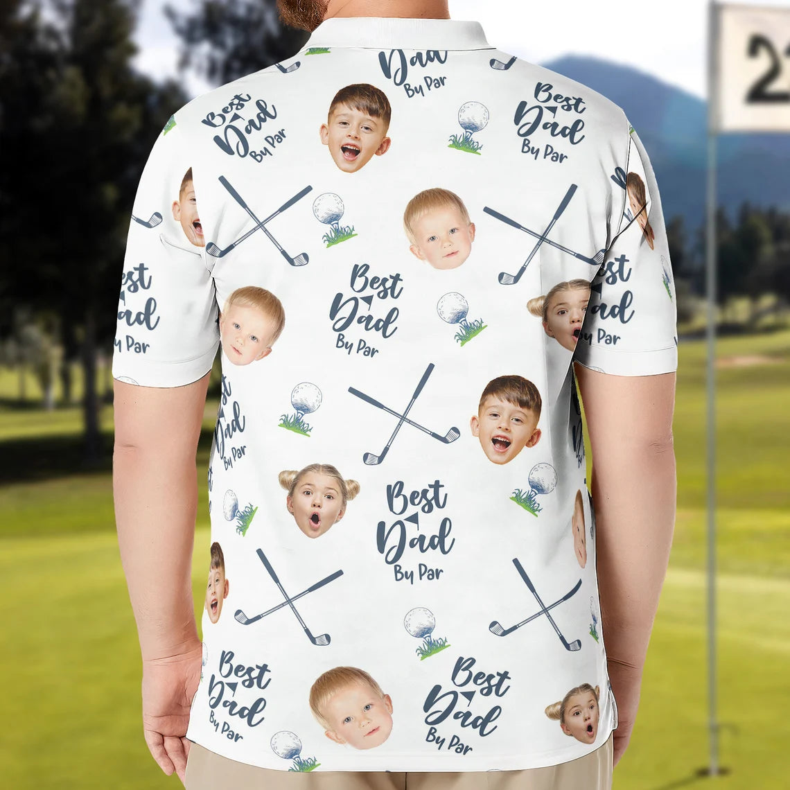 Best Dad By Par Custom Face Golf Shirt – Personalized Gift for Dad