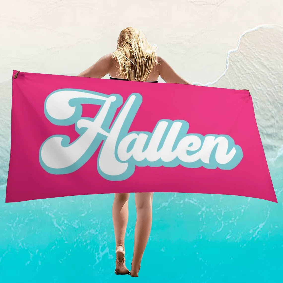 Personalized Name Quick Dry Soft Colorful Beach Towel