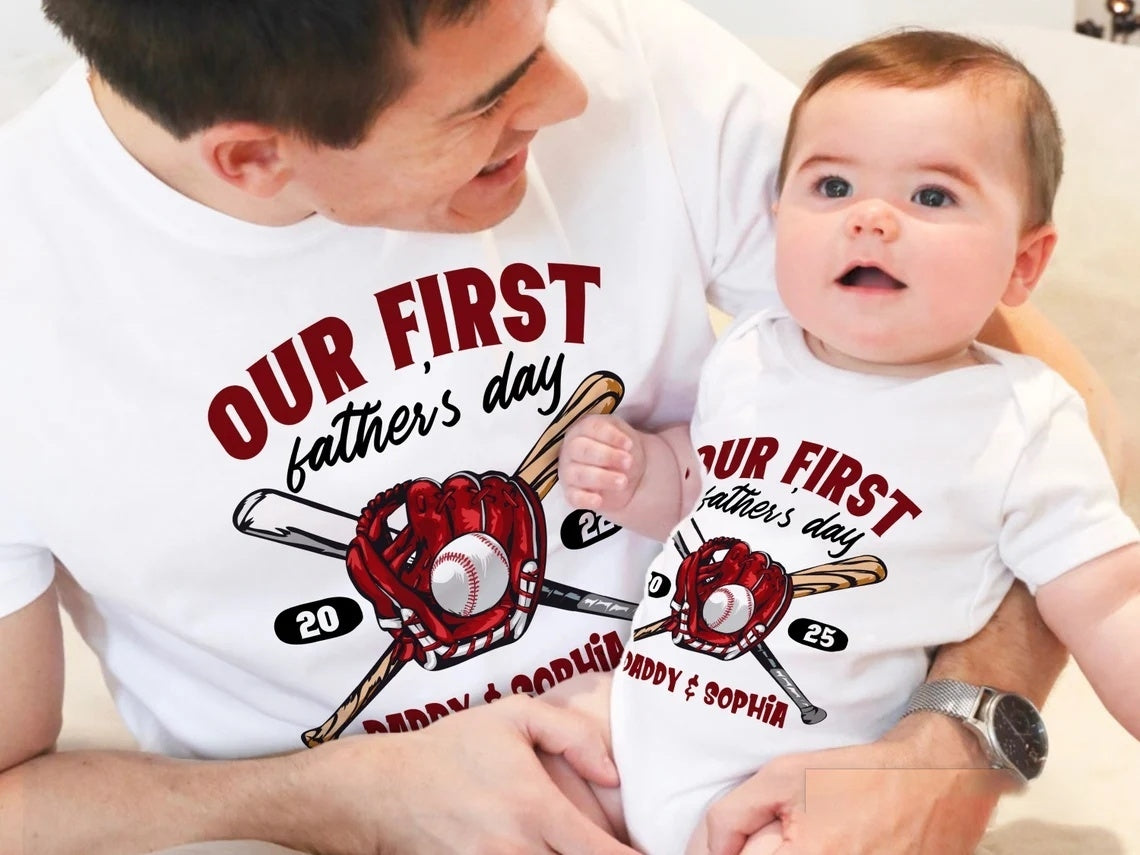 Personalized First Father's Day Matching Dad & Baby Outfit Set
