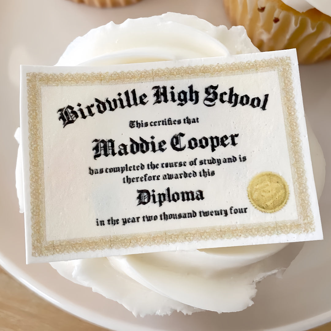Custom Edible Graduation Diploma Cupcake Toppers | Class of 2025