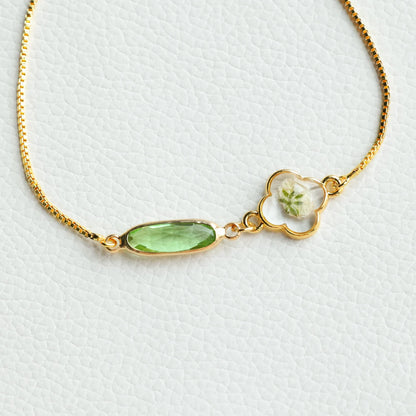Custom Baby's Breath Birthstone Bracelet for Mom Gift