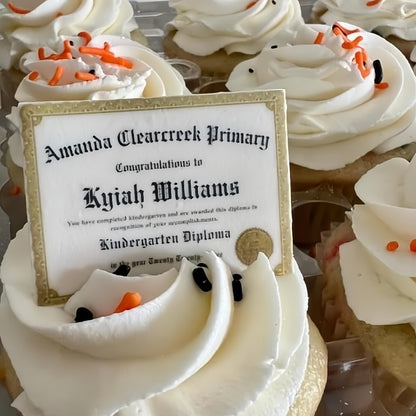 Custom Edible Graduation Diploma Cupcake Toppers | Class of 2025