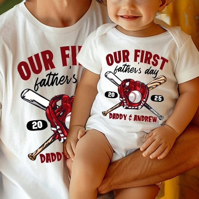 Personalized First Father's Day Matching Dad & Baby Outfit Set