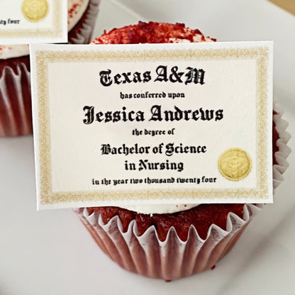 Custom Edible Graduation Diploma Cupcake Toppers | Class of 2025