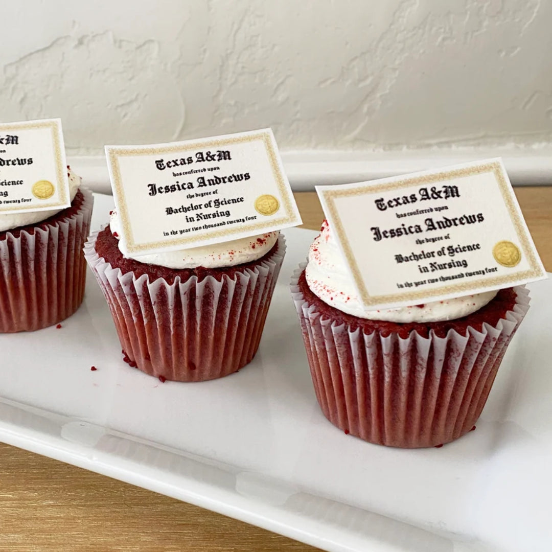 Custom Edible Graduation Diploma Cupcake Toppers | Class of 2025