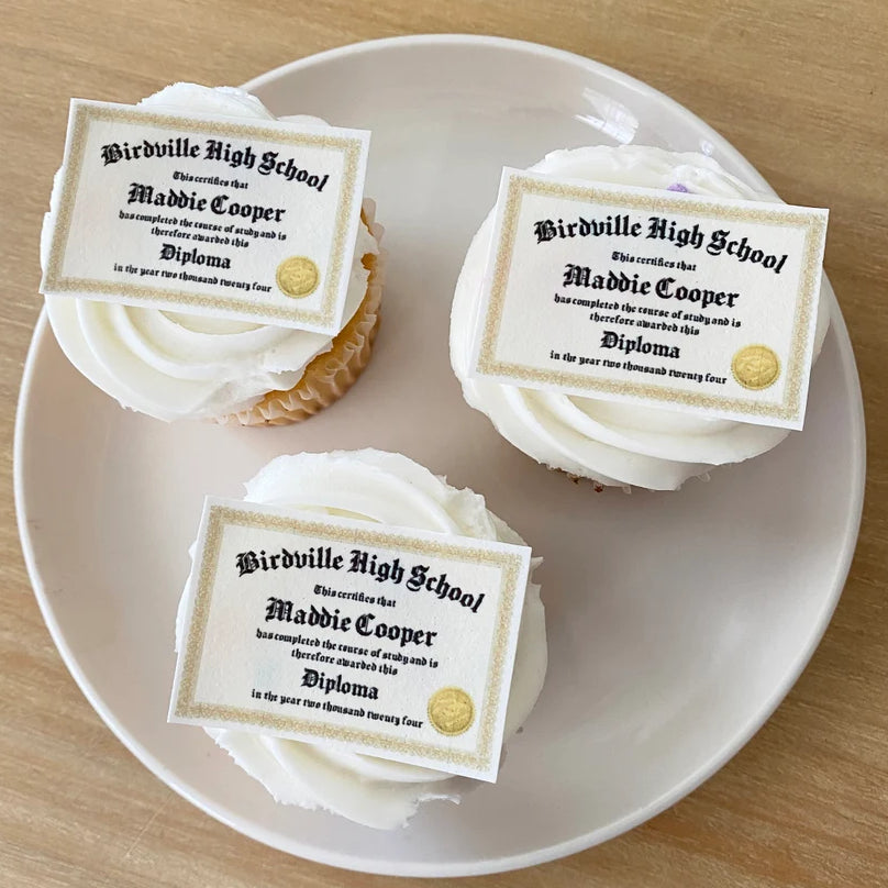 Custom Edible Graduation Diploma Cupcake Toppers | Class of 2025
